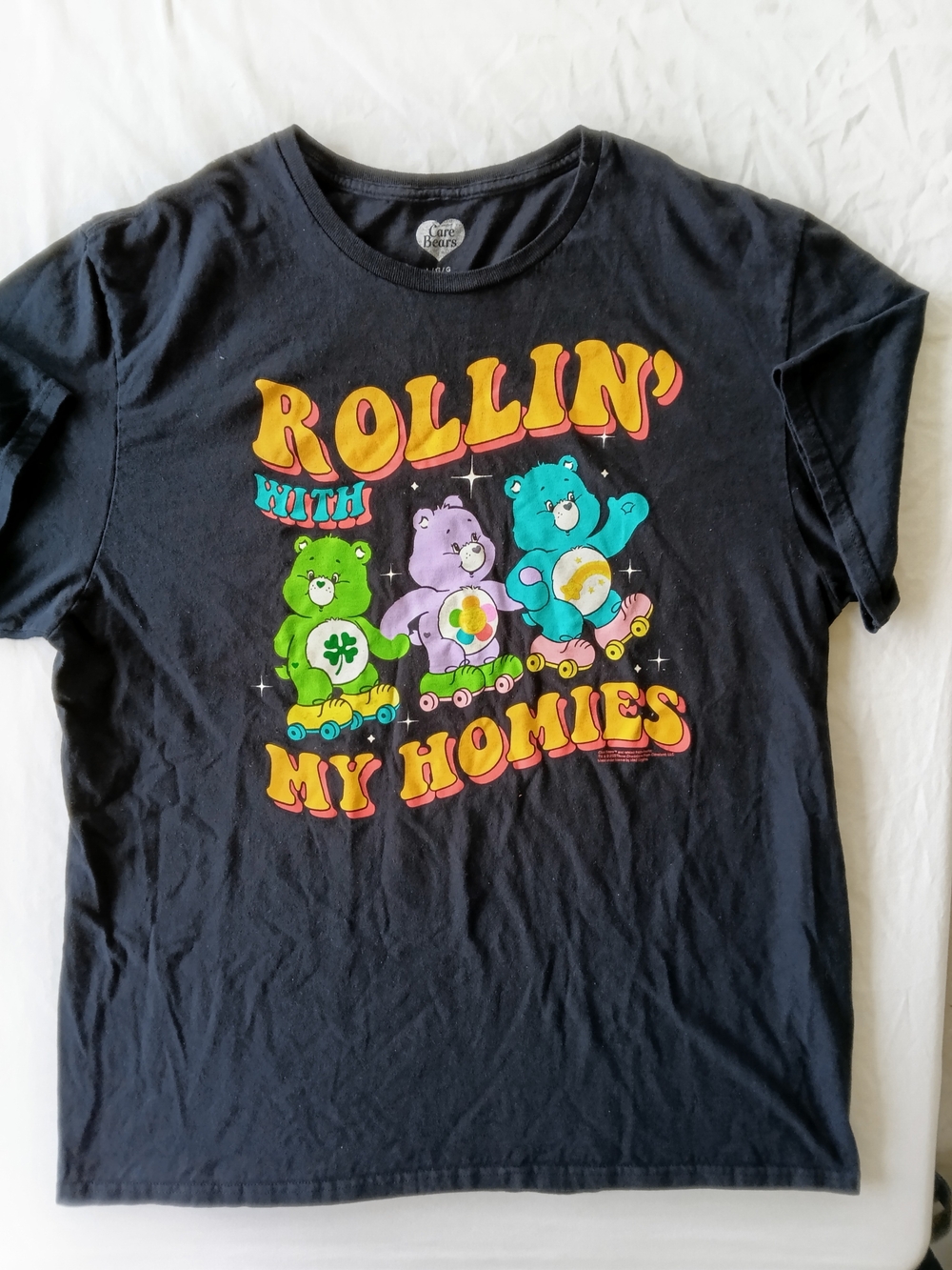 Care Bears Black Rollin' With My Homies Roller Skate Graphic Tee.